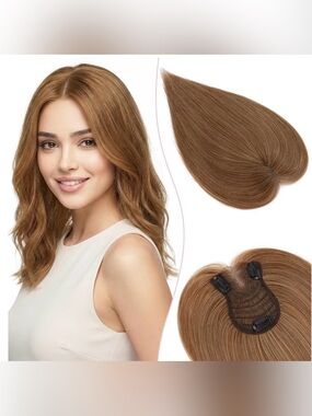 14”‎ Light Brown #06 Human Hair Topper #027